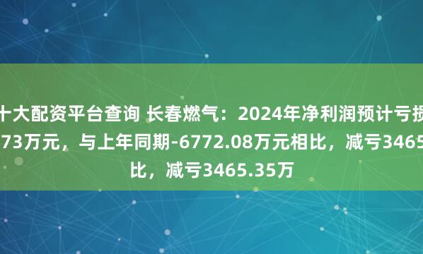 十大配资平台查询 长春燃气：2024年净利润预计亏损3306.73万元，与上年同期-6772.08万元相比，减亏3465.35万