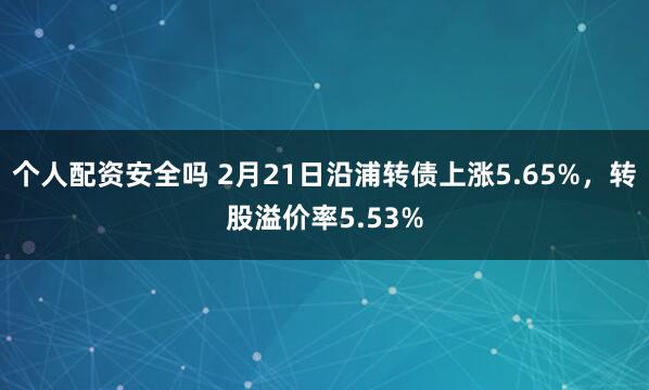 个人配资安全吗 2月21日沿浦转债上涨5.65%，转股溢价率5.53%