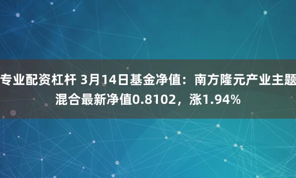 专业配资杠杆 3月14日基金净值：南方隆元产业主题混合最新净值0.8102，涨1.94%